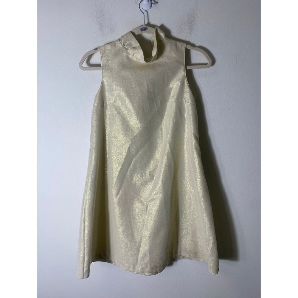 Gabby Girls Yellow Shimmer Sleeveless Trapeze Dress Size 16